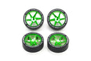 Mini 4WD: Jr. Sh Lp Tires/Green Wheels