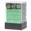 Dice: 12mm D6 Scarab Jade w/Gold (36ct.)