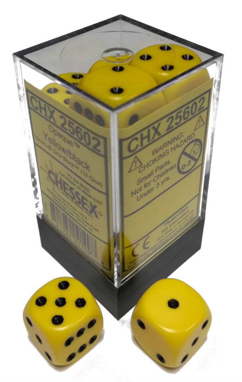 Dice: Opaque: 16mm D6 Yellow/Black (12)
