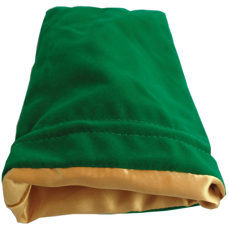 Dice: Large Green Velvet Dice Bag w/Gold Satin Lining