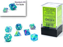 Dice: Chessex Festive Mini Polyhedral 7 Die Set Waterlily/White