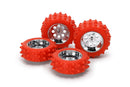 Mini 4WD: Jr. 95713 Jr. Spike Tire Set (Red/Chrome)
