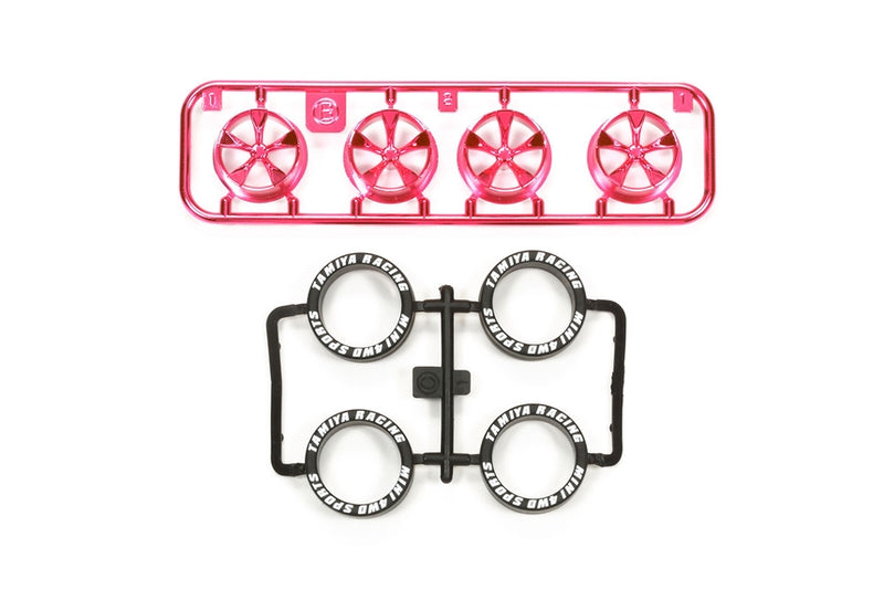 Mini 4WD: Jr. Low Profile Tire 5 Spoke (Pink)