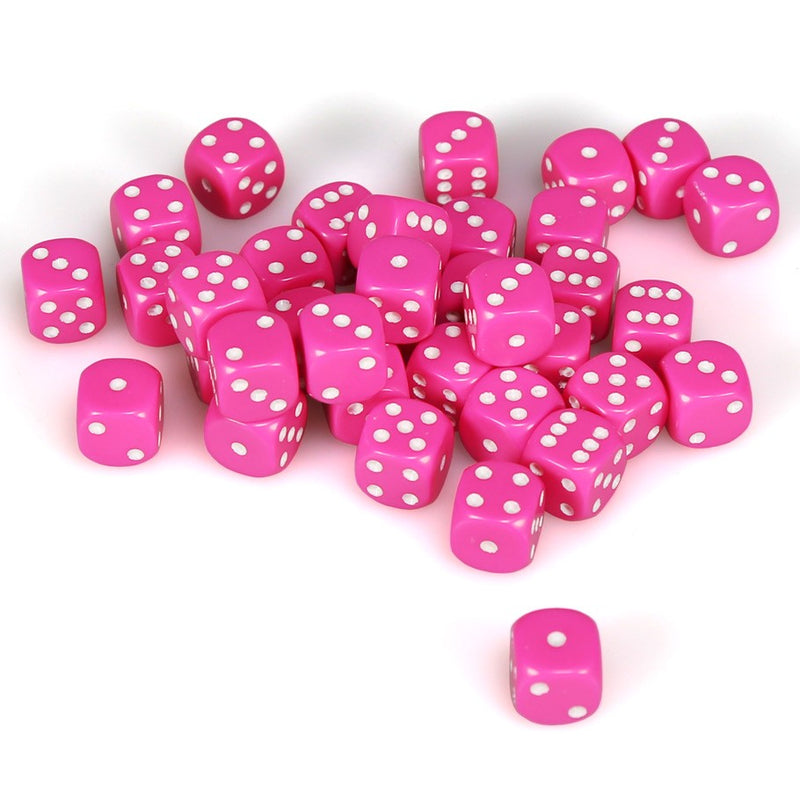 Dice: Opaque 12mm D6 Pink/White (36 ct.)