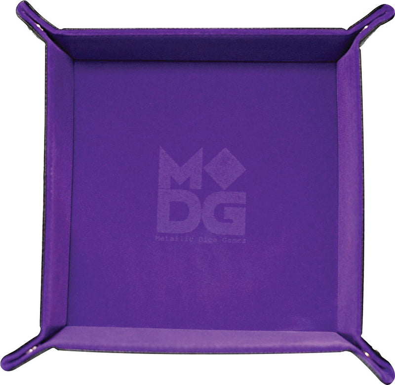 Dice: Velvet Folding Dice Tray w/Leather Backing 10x10 (Purple)