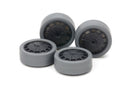 Mini 4WD: Jr. 15545 Lg Diameter Low Friction 26mm Tires/Carbon Wheels