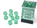 Dice: Borealis 12mm D6 Light Green/Gold Luminary Dice Block (36ct.)